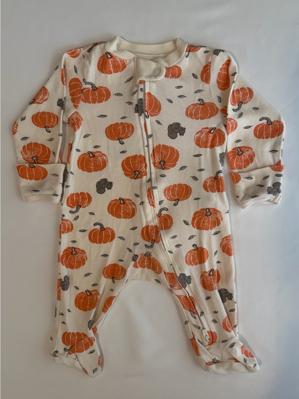 Carter's Little Planet Pumpkins and Squirrels Zippered Footed Pajamas 0-3m